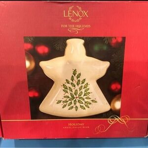 Lenox Festive Angel Dish - Cream and Green